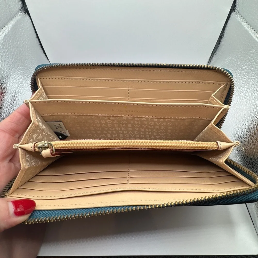 KATE SPADE ♠️ Neda Knightsbridge Dark Teal Zip Around Wallet
